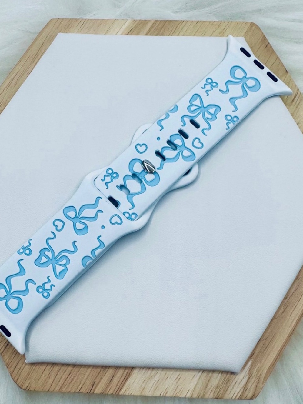 Berry Blue Bow Design Apple Watch Bands 42mm 44mm 45mm 49mm - Picture 2 of 4